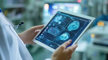 Doctor Reviewing Digital Medical Images on Tablet