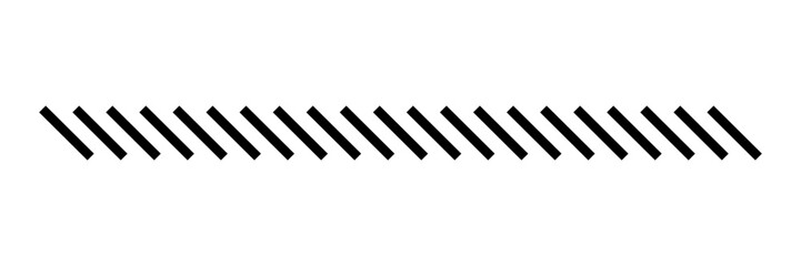 Slash line border. Diagonal parallel lines divider strip. Tilt strip geometric abstract border. Slash divider. Vector illustration isolated on white background.