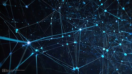 Fototapeta premium Digital data nodes abstract background illustrations wallpaper, blue themed lines of data transfer routes