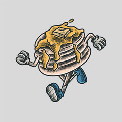 Pancake Retro Mascot Logo Illustrations