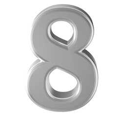Silver 3D Number 8