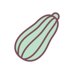Cute zucchini icon. Hand drawn illustration of a marrow isolated on a white background. Vector 10 EPS.
