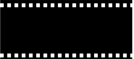 Obraz premium Real film macro photo of long 35mm filmstrip under dirty glass plate on white paper background. film material with dust. blank photo mock up. Vector