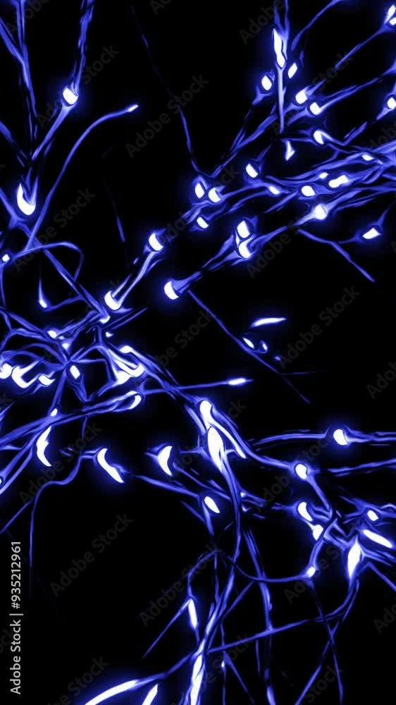 Poster lines of neural connections with bright impulses. design. network of neural lines with flashing puls