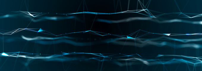 Polygonal background with dots and lines. Network connection structure. Science and technology. 3d