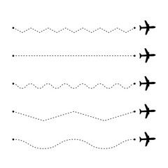 Airplane trail line trace. Vector illustration.