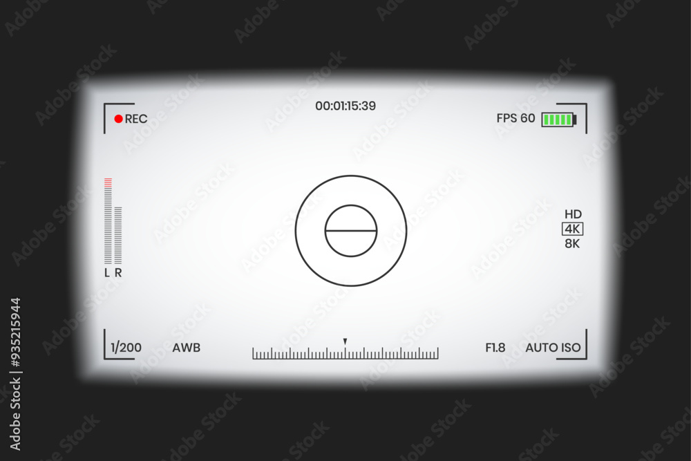 Poster camera viewfinder video or photo frame recorder flat style design vector illustration. digital camer