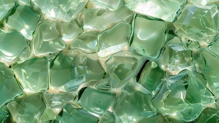 Obraz premium Shattered glass prism, pale green setting, splintered shards and vibrant reflections, artistic and dynamic.