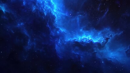 Fototapeta premium A stunning cosmic scene featuring vibrant blue nebulae and twinkling stars in space.