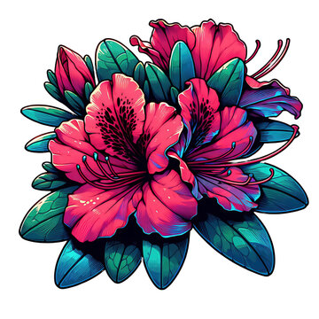pink azalea flowers vibrant colors clip art preview