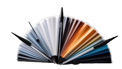 colour pencils in a box on transparent background