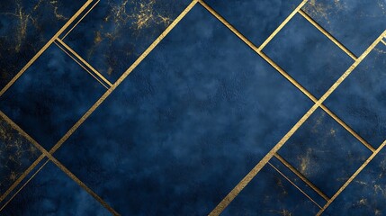 Abstract Blue Background with Gold Geometric Lines
