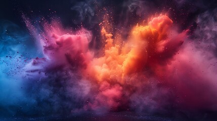 background of school supplies explosion in the air in vivid colors