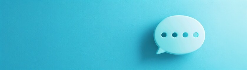 Minimalist light blue speech bubble on a blue background, representing communication or messaging. Ideal for social media or technology concepts.