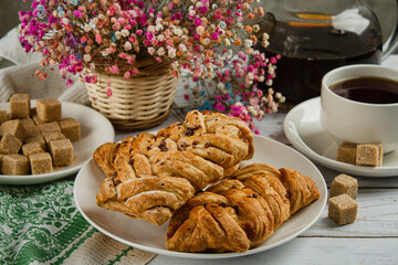 Sweet breakfast on a light table