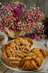 Sweet breakfast on a light table