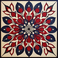 Patriotic Floral Mandala in Red, White, and Blue