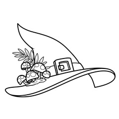 Pointed village witch hat with fly agarics