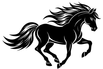 A horse in motion vector silhouette illustration