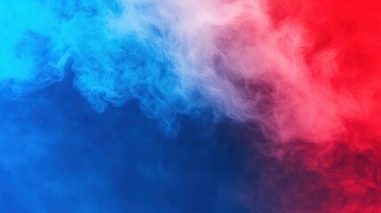 Obraz premium A swirling blend of blue and red smoke creating an abstract background.