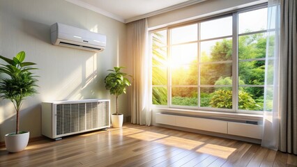 Obraz premium Modern air conditioner in sunlit room