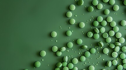 Green backdrop with green pills