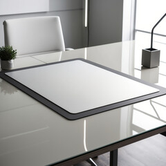 Minimalist Blank Desk Mat Mockup on a Modern Office Workspace