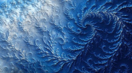 A swirling blue fractal pattern resembling natural forms.
