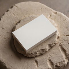 Blank Rounded Corner Business Card Mockup on a Stone Texture Surface