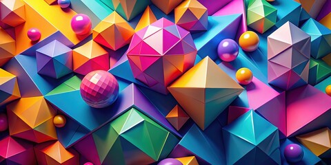 Obraz premium Abstract geometric shapes in vibrant colors creating a modern and dynamic background, geometric, shapes, abstract, background