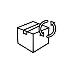 Return Parcel Box Line Icon. Exchange Package of Delivery Service Linear Pictogram. Arrow Back Shipping Return Goods Outline Icon. Refund Product in Box. Editable Stroke. Isolated Vector Illustration.