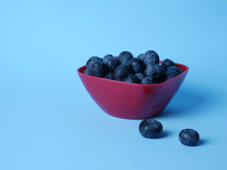 Close up of blueberries, with beneficial nutrients for our organism. Empty and copy space.