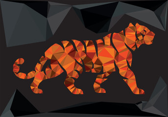 triangle shapes wild tiger polygonal art with abstract background vector illustration