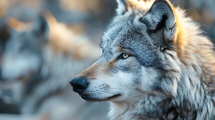 Fototapeta premium Grey canino vertebrate canis lupus wolf fur carnivores animal predator