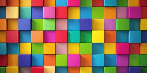 Colorful squares creating depth and movement on flat background , optical illusion