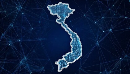 Digital map of Vietnam, concept of global network and connectivity