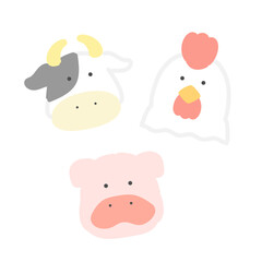 鶏　牛　豚　イラストセット