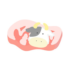 うしと牛肉　イラスト