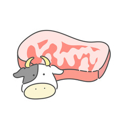 うしと牛肉　イラスト