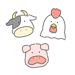 鶏　牛　豚　イラストセット