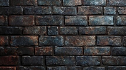 Obraz premium Close-up of Rustic Dark Brick Wall at Night with Rich Texture and Tone