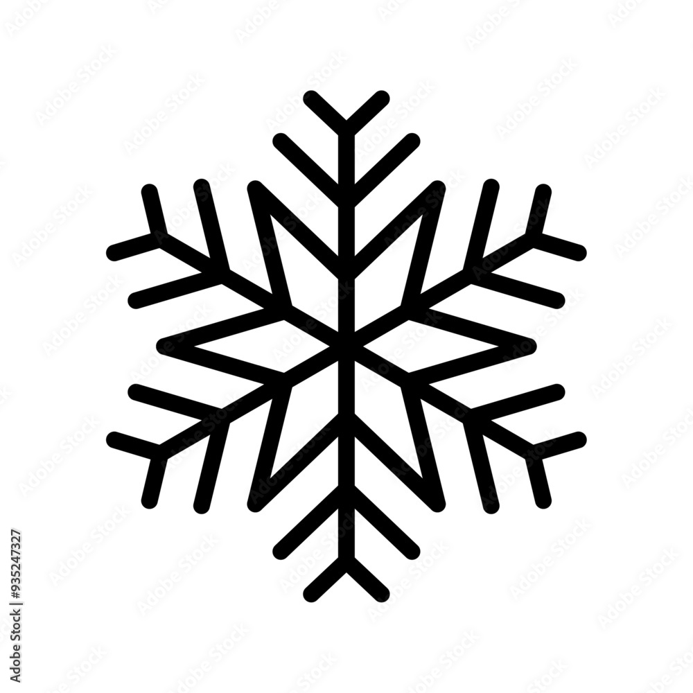 Aufkleber Snowflake outline icon isolated on transparent background. Editable stroke vector element for Christmas and New Year.