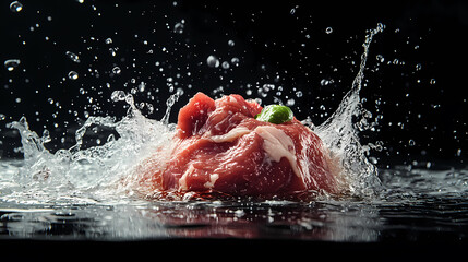 Raw beef with splash