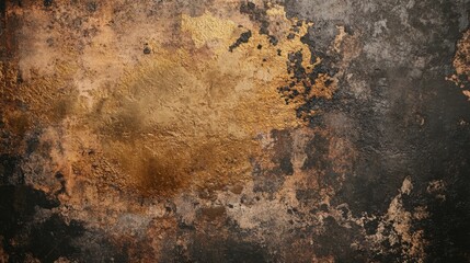 Abstract Urban Wall Texture with Golden Paint Peeling in Aged Industrial Setting