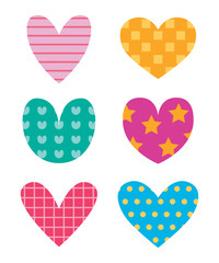 Colorful heart graphic with various pattern for sticker, valentine and illustration