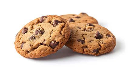 A stack of delicious homemade chocolate chip cookies isolated on a white background”