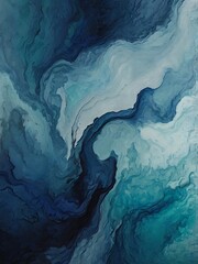 Blue and white waves as an abstract background 3d render illustration, sea and oceanic fantasy themed