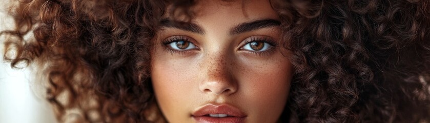 Fototapeta premium Close-up of lush, naturally curly hair.