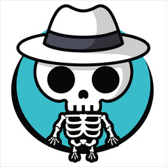 chibi skeleton and skull vector