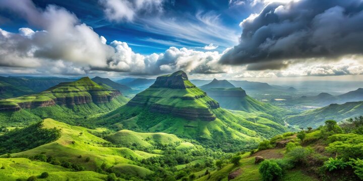 Beautiful mountains with clouds at Lonavla hills India, mountains, clouds, Lonavla, hills, India, serene, picturesque